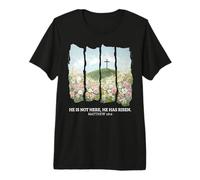 Él no está aquí Él ha resucitado Pascua Jesucristo Resurrección Camiseta Premium