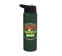 El nombre favorito de Santa Brian Christmas Brian personalizado Stainless Steel Insulated Water Bottle
