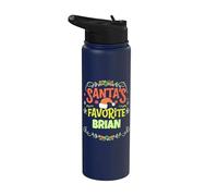 El nombre favorito de Santa Brian Christmas Brian personalizado Stainless Steel Insulated Water Bottle