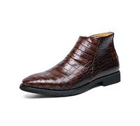 El Nuevo Botas Chelsea for Hombre con Estampado de cocodrilo, Cremallera Lateral, PU, Antideslizantes, Antideslizantes, usables, Impermeables, Formales (Color : marrón, Size : 44 EU)