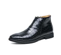 El Nuevo Botas Chelsea for Hombre con Estampado de cocodrilo, Cremallera Lateral, PU, Antideslizantes, Antideslizantes, usables, Impermeables, Formales (Color : Negro, Size : 43 EU)