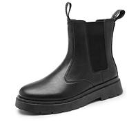 El Nuevo Botas de Tobillo con Punta Redonda for Hombres Vestido de Trabajo sin Cordones con Punta Redonda Simple de Cuero de PU Antideslizante (Color : Negro, Size : 40 EU)