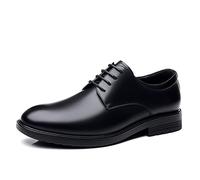 El nuevo Zapatos de vestir Oxford for hombres con cordones y punta redonda, zapatos Derby de cuero, antideslizantes, tacón de bloque, suela de goma antideslizante, negocios ( Color : Negro , Size : 38
