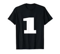 El número 1 One Sports Team - Impresión Trasera Blanca a Juego Camiseta gráfica económica, Hombre, Negro, L