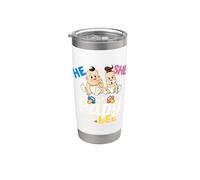 Él o ella Papy to Bee Revelar Género Abuelo Baby Shower Vaso térmico de acero inoxidable de doble pared