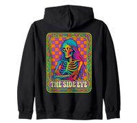 El Ojo Lateral Retro Esqueleto Vibrante Actitud Arte a Cuadros Sudadera con Capucha