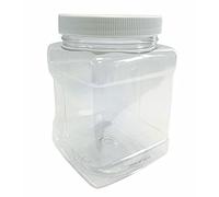 El orgullo de la India para mascotas de calidad alimentaria de plástico de almacenamiento frasco Grip claro cuadrado w / cubierta (48 onzas (paquete de 6))