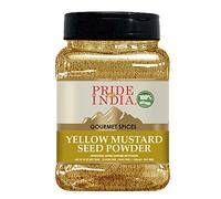 El orgullo de la India Planta la semilla de mostaza amarilla - 18 oz (510 g) de tierra de la semilla de mostaza amarilla - especia india vegetariana auténtica - mejor para cocinar: vinagre, salsa picante, mariscos ebullición