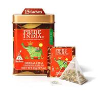 El orgullo de la India Tulsi Chai Herbal Tea Bags 1 Pack (25 saquitos) - Té de hierbas sin cafeína - Spiced Chai calmante y refrescante