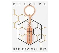 El original Bee Revival Kit - Llavero de oro rosa que contiene un jarabe de comida de abeja para ayudar a una abeja cansada