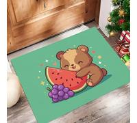 El Osito Come Sandía Alfombra Atrapapolvo Alfombra Antideslizante Lavable en Lavadora, Felpudo de Entrada con Microfibras Suaves Absorbentes para Entrada Puerta Pasillo, Turquesa