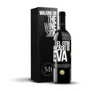 «El otro pecado de Eva» Mensaje en una Botella. Vino Tinto Premium Reserva 12 Meses + Gift Box. Etiqueta Negra PERSONALIZABLE