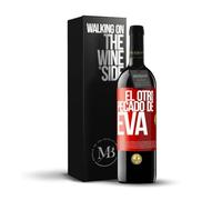 «El otro pecado de Eva» Mensaje en una Botella. Vino Tinto Premium Reserva 12 Meses + Gift Box. Etiqueta Roja PERSONALIZABLE