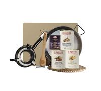 EL PAELLER - Cesta Gourmet para Regalar - Kit Iniciación para Paellas - Incluye Paellero a Gas, Paella de Hierro, Medidor, Set de Caldos, Salvamantel, Cuchara de Madera y Azafrán