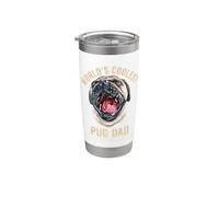 El papá pug más guay del mundo, lindo y bostezo Vaso térmico de acero inoxidable de doble pared