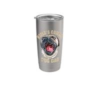 El papá pug más guay del mundo, lindo y bostezo Vaso térmico de acero inoxidable de doble pared