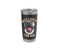 El papá pug más guay del mundo, lindo y bostezo Vaso térmico de acero inoxidable de doble pared