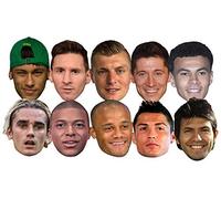El paquete de 10 máscaras SMP371 Football World Super Party incluye Ronaldo, Aguero, Messi, Kroos, Lewandowski, Mbappe, Griezmann Amazing Talking Point para los fanáticos del torneo de fútbol