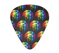 El paquete de 12 púas de guitarra premium incluye calibres delgados, medianos y pesados (lgbt Gay Homosexual Lesbian Rainbow Lips Pride)