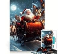 El Paseo en Trineo de Papá Noel - Rompecabezas de Navidad de 1000 Piezas para Adultos - Jigsaw Think Toy Home Enjoy Fine Cut Santa Wish Gift (38x26cm)