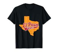 El Paso Texas Retro Tipografía Con Texas State Map Vintage Camiseta
