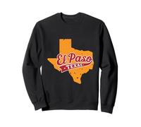 El Paso Texas Retro Tipografía Con Texas State Map Vintage Sudadera