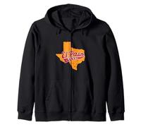El Paso Texas Retro Tipografía Con Texas State Map Vintage Sudadera con Capucha