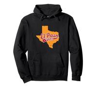 El Paso Texas Retro Tipografía Con Texas State Map Vintage Sudadera con Capucha