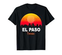 El Paso Texas State USA Vintage Sunset Retro City Skyline Camiseta