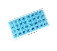 El Pastillero Mensual 31 Compartimentos, 1 por Día, 4 Semanas Meses 31 Días , Azul