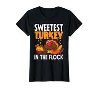 El Pavo más Dulce en el rebaño Niña de Acción de Gracias Mujeres Camiseta gráfica económica