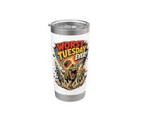 ¡El peor martes de todos los tiempos! Dinosaurios huyendo de un asteroide divertido Vaso térmico de acero inoxidable de doble pared