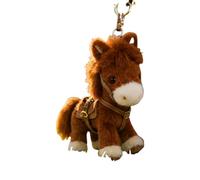 El pequeño caballo peludo es un llavero de caballo suave que muestra el diseño auspicioso para la cubierta del coche o la mochila escolar