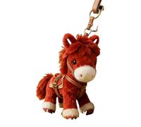 El pequeño caballo peludo es un llavero de caballo suave que muestra el diseño auspicioso para la cubierta del coche o la mochila escolar