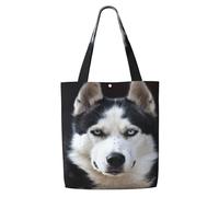 El perro con cara guapa y divertida de Husky，Bolsas de supermercado reutilizables, bolsas de compras, bolsas de lona de gran capacidad, bolso de hombro