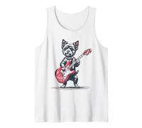 El Perro de Yorkshire Terrier Vintage Tocando la Guitarra Camiseta sin Mangas