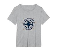 El Perro es mi compañero de Viaje con Huellas Dactilares de copiloto Camiseta, Mujer Tallas Grandes, Gris Jaspeado, 2XL Grande