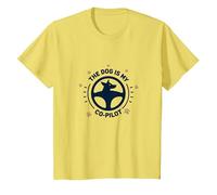 El Perro es mi compañero de Viaje con Huellas Dactilares de copiloto Camiseta, Niños, Limón, 4 años