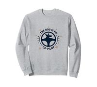 El Perro es mi compañero de Viaje con Huellas Dactilares de copiloto Sudadera, Unisex para Adultos, Gris Jaspeado, XXL