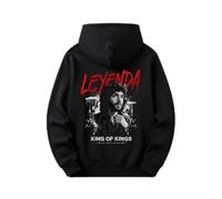 El Perro Sxnchxz Sudadera con Capucha Camarón de la Isla Leyenda King of Kings, Negro con Diseño Rojo, Tallas S a XXL (FR/ES, Letras, M, Regular, Regular)