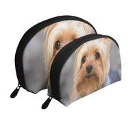 El Perro Yorkies más Lindo, Bolsa de Maquillaje de Concha, Monedero pequeño para Mujer, Bolsa de artículos de tocador, Bolsa de cosméticos, 2 Piezas