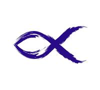 El pez es un símbolo de fe y comunicación con Dios. Fe cristiana. Calcomanías de grabado 54.4x108.3cm Embellecimiento de paredes Azul oscuro