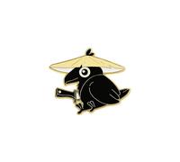 El pin de solapa de cuervo moderno y sofisticado con diseño de aceite que gotea es un accesorio de contraste para tus suministros de fiesta