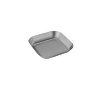 El plato cuadrado profundo de acero inoxidable de estilo coreano es exquisito y práctico para uso doméstico, 18 x 18 cm (plata sin orejas)