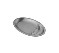 El plato de aperitivos con marco de acero inoxidable es exquisito y práctico para uso doméstico. Plato de patatas fritas en forma de A (plateado)