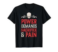 El Poder del cráneo Malvado Exige Sacrificio y Dolor Caos demoníaco del Infierno Camiseta gráfica económica, Hombre, Negro, L