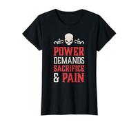 El Poder del cráneo Malvado Exige Sacrificio y Dolor Caos demoníaco del Infierno Camiseta gráfica económica, Mujer, Negro, XL