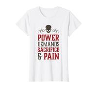 El Poder del cráneo Malvado Exige Sacrificio y Dolor Caos demoníaco del Infierno Camiseta gráfica económica, Mujer, Blanco, L