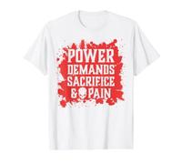 El Poder del cráneo Malvado Exige Sacrificio y Dolor Caos demoníaco del Infierno Camiseta gráfica económica, Hombre, Blanco, XL