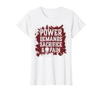 El Poder del cráneo Malvado Exige Sacrificio y Dolor Caos demoníaco del Infierno Camiseta gráfica económica, Mujer, Blanco, S